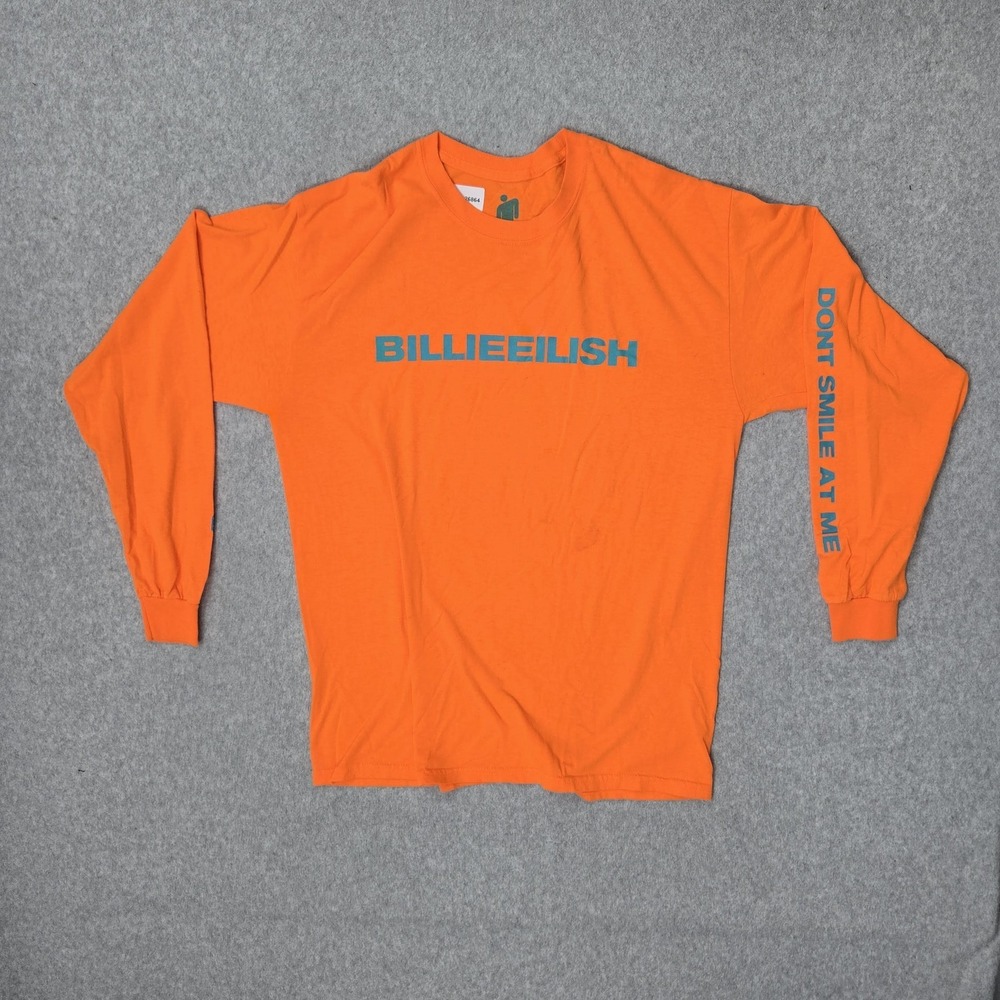 Billie Eilish Men Shirt L Orange Dont Smile At Me Tee READ